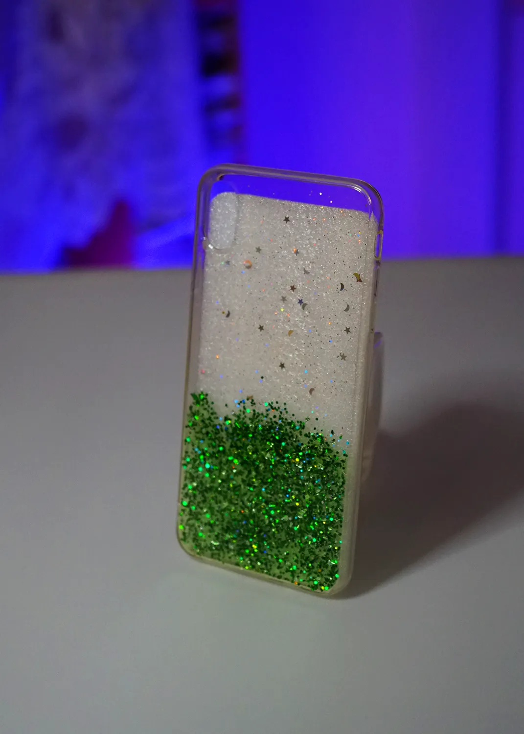 Apple iPhone XS Max Yeşil Simli Şeffaf Silikon Kapak Modelleri ve Görselleri