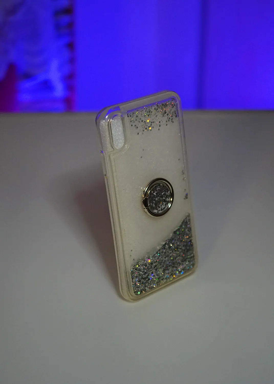 Apple iPhone Xs Max Kılıf Sıvılı Simli Pullu Yüzüklü Lüx Standlı Modelleri ve Görselleri