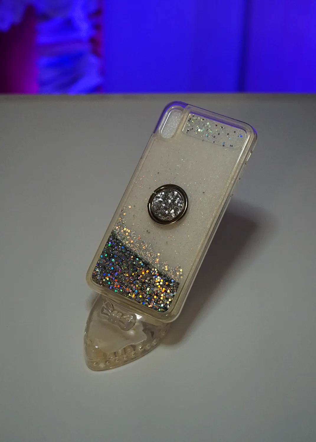 Apple iPhone Xs Max Kılıf Sıvılı Simli Pullu Yüzüklü Lüx Standlı Modelleri ve Görselleri