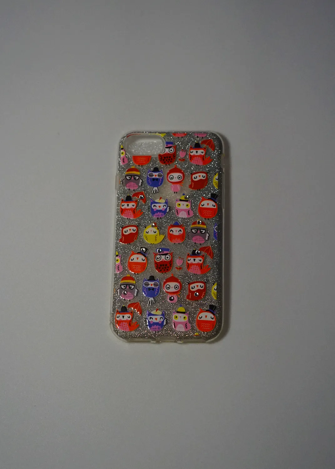 Apple iPhone 8 Simli Şeffaf Baykuş Stickerlı Kılıf Modelleri ve Görselleri