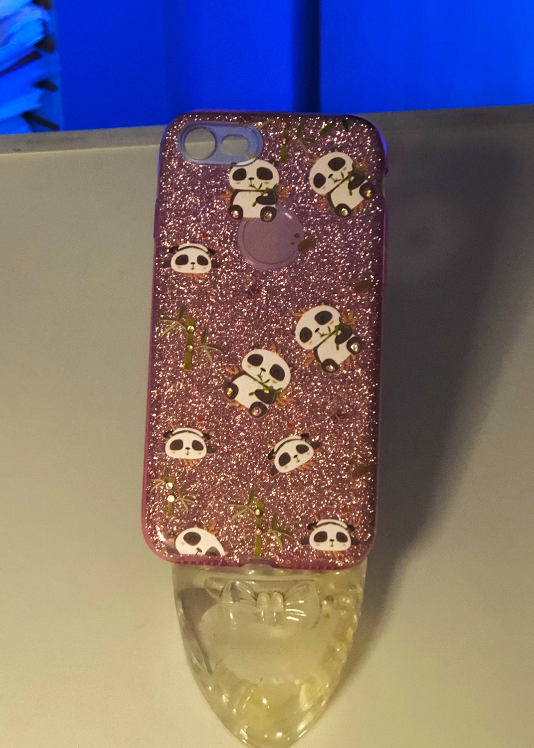Apple iPhone 7 / 8 / SE 2020 / SE 2022 Pembe Simli Panda Figürlü Telefon Kılıfı Modelleri ve Görselleri