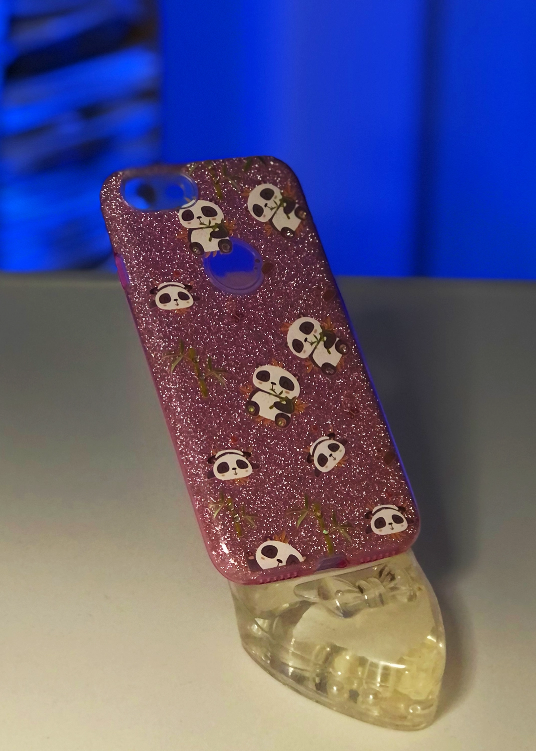 Apple iPhone 7 / 8 / SE 2020 / SE 2022 Pembe Simli Panda Figürlü Telefon Kılıfı Modelleri ve Görselleri