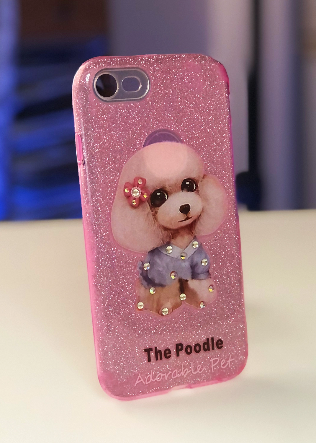Apple iPhone 7 / 8 / SE (2020) Uyumlu Pembe Glitter Poodle Kılıf Modelleri ve Görselleri