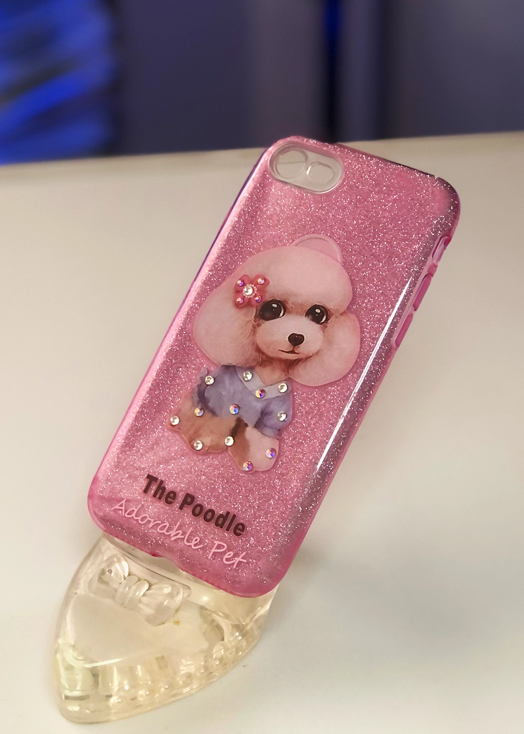 Apple iPhone 7 / 8 / SE (2020) Uyumlu Pembe Glitter Poodle Kılıf Modelleri ve Görselleri