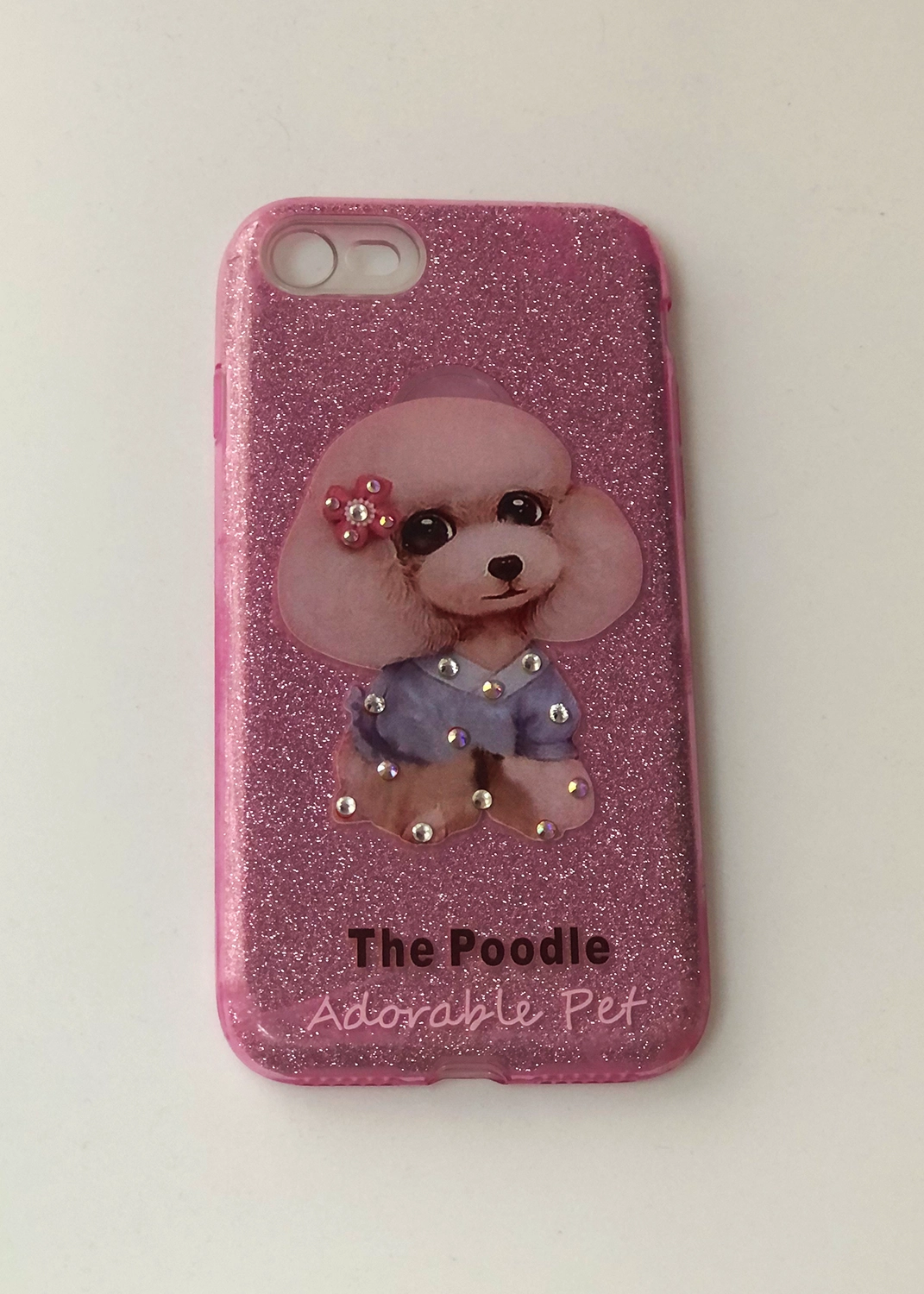 Apple iPhone 7 / 8 / SE (2020) Uyumlu Pembe Glitter Poodle Kılıf Modelleri ve Görselleri