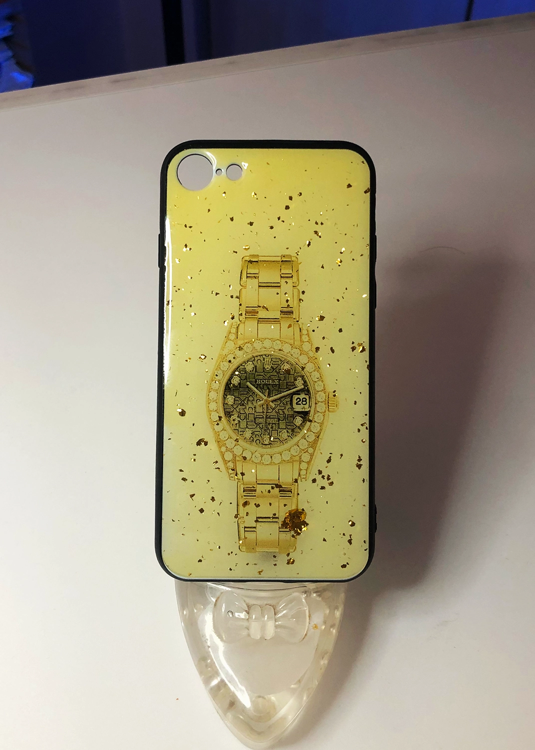 Apple iPhone 7 / 8 Uyumlu Sarı Glitter Saat Desenli Sert Kılıf Modelleri ve Görselleri