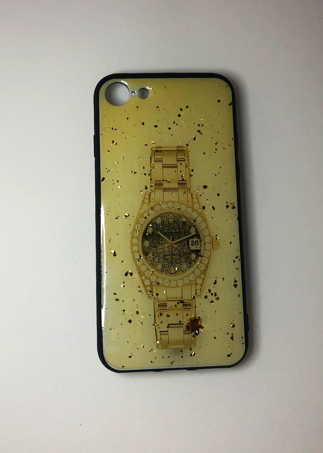 Apple iPhone 7 / 8 Uyumlu Sarı Glitter Saat Desenli Sert Kılıf Modelleri ve Görselleri